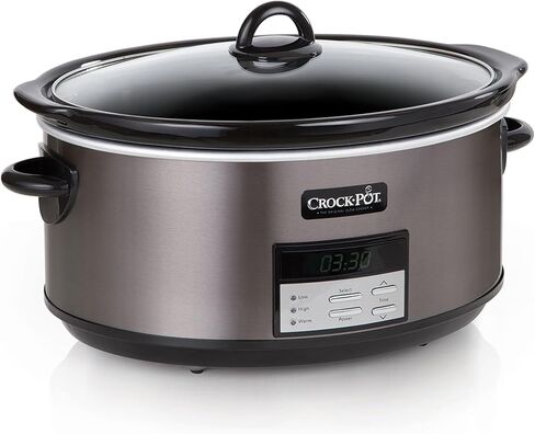 Crock-Pot Large 8-Quart Programmable Slow Cooker with Auto Warm Setting Black Stainless Steel in Saudi Arabia