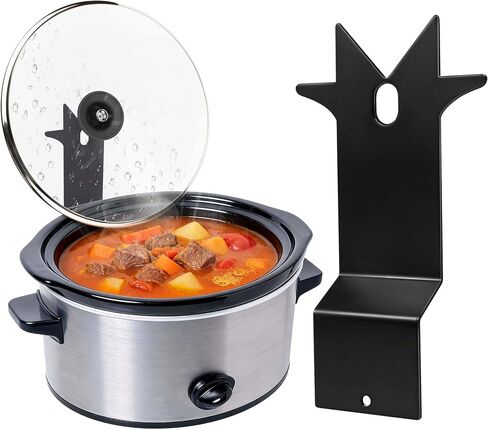 Slow Cooker Pot Lid Holder - 2Pcs Sturdy Lid Rack Designed for Oval & Round | drip-back channel keeps counter dry, hands-free, anti-slip, rust-proof steel, quick-clean, compact, no-wobble in Saudi Arabia