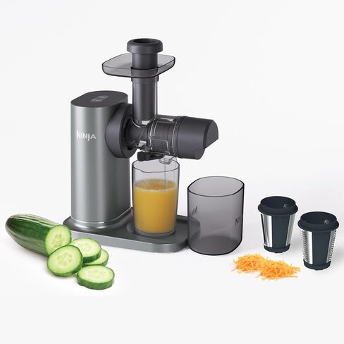 Ninja NeverClog Cold Press Juicer, 24oz Jug, 36oz Pulp, Charcoal, JC151 | 150W high-torque auger juices fibrous fruits & veggies. Total Pulp Control, 2 one-touch programs. Dishwasher safe. in Saudi Arabia