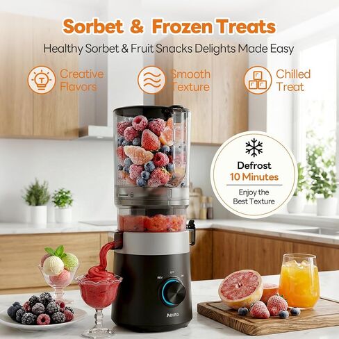 Aeitto 3-in-1 Juicer Machines, 6.0" Wide Mouth, Filter-Free Easy to Clean | Juice, Sorbet & Nut Milk | Cold Press Juicer for Whole Fruits & Vegetables | 100oz Capacity | Reverse Function | With Brush in Saudi Arabia
