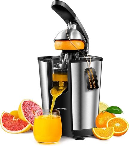 Electric Orange Juicer, Citrus Juicer Squeezer with 2 Cones and Soft Grip Handle for Effortless Juicing, Stainless Steel Quiet Orange Juice Extractor Machines for Lime Grapefruit Lemon in Saudi Arabia