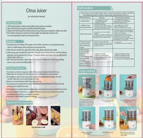 SUNHAIXIA Rechargeable Electric Juicer - Citrus Juicer with Type-c Rechargeable for Orange, Lemon and Grapefruit Juicing. (White-45Watts) in Saudi Arabia