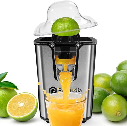 40W Electric Citrus Juicer, Stainless Steel Auto-Reversing | Orange Juicer Squeezer, 2 Cones for Lemon Limes Grapefruit, Anti-Drip Spout, High Yield Juice, Kitchen, Easy Clean in Saudi Arabia