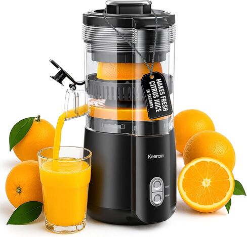 Keerain Electric Orange Juicer, Hand-Free Citrus Juicer Machine with Cleaning Brush, High-Performance Automatic Juice Squeezer for Oranges, Lemons, and Limes, Easy to Clean & Use in Saudi Arabia