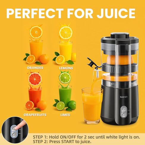 Keerain Electric Orange Juicer, Hand-Free Citrus Juicer Machine with Cleaning Brush, High-Performance Automatic Juice Squeezer for Oranges, Lemons, and Limes, Easy to Clean & Use in Saudi Arabia