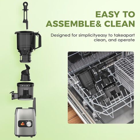 Cold Press Juicer with 5.3" Extra Wide Feed Chute, Slow Masticating Juicer Machine for Pre-Cut Fruits and Vegetables, High Yield Fruit Juicer, Easy Clean Design, BPA-Free in Saudi Arabia