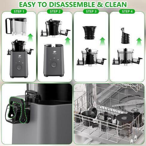 Cold Press Juicer Machines, 5.3" Large Feed Chute Slow Masticating Juicer, Powerful AC Brushless Motor Fit Whole Fruits & Vegetable, 99% Juice Yield, Ultra Quiet, Easy Clean in Saudi Arabia