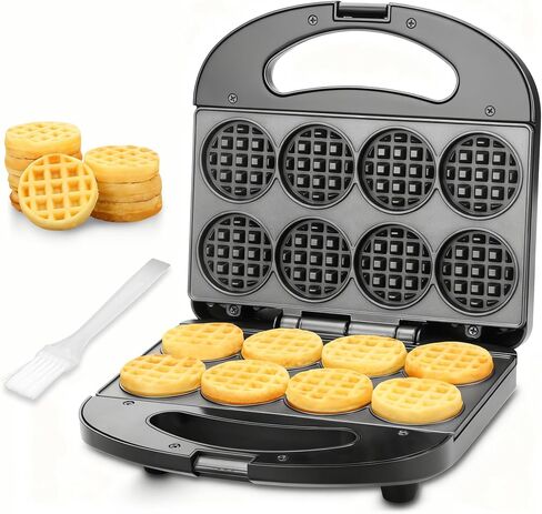 FineMade Mini Waffle Maker, Mini Waffle Iron, Waflera Electrica, Small Waffle Maker for Kids, Baby wafflera, Makes 8×2" Tiny Waffle Bites, Non-stick Surface, Ideal for Breakfast, Dessert and Snacks in Saudi Arabia