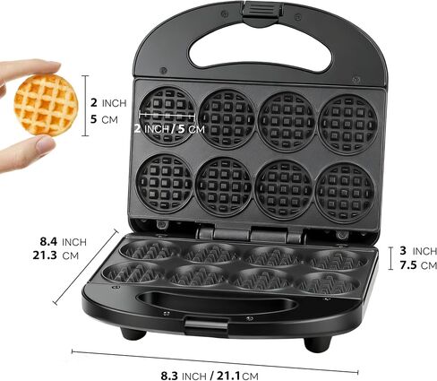 FineMade Mini Waffle Maker, Mini Waffle Iron, Waflera Electrica, Small Waffle Maker for Kids, Baby wafflera, Makes 8×2" Tiny Waffle Bites, Non-stick Surface, Ideal for Breakfast, Dessert and Snacks in Saudi Arabia