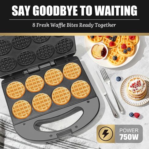 FineMade Mini Waffle Maker, Mini Waffle Iron, Waflera Electrica, Small Waffle Maker for Kids, Baby wafflera, Makes 8×2" Tiny Waffle Bites, Non-stick Surface, Ideal for Breakfast, Dessert and Snacks in Saudi Arabia