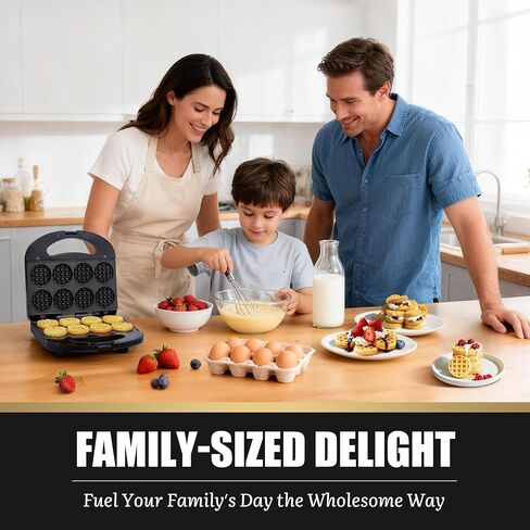 FineMade Mini Waffle Maker, Mini Waffle Iron, Waflera Electrica, Small Waffle Maker for Kids, Baby wafflera, Makes 8×2" Tiny Waffle Bites, Non-stick Surface, Ideal for Breakfast, Dessert and Snacks in Saudi Arabia