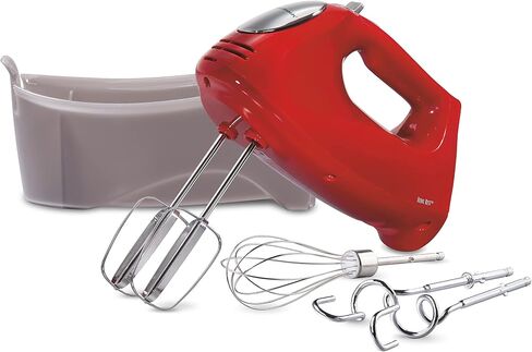 Hamilton Beach 6-Speed Electric Hand Mixer With QuickBurst and Bowl Rest | 275 Watt Motor | Traditional Beaters | Whisk | Dough Hooks | Snap-On Storage Case | Red | 62633G in Saudi Arabia