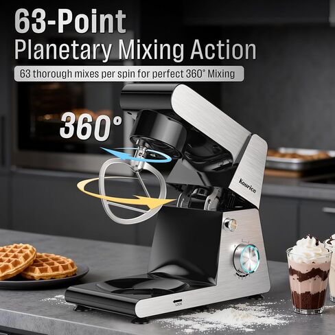 6.5QT Tilt-Head Stand Mixer, Heavy Duty Pro 10-Speed Electric Mixer, Stainless Steel Cladding & Bowl with Dough Hook, Wire Whisk and Flat Beater for Home Baking, Bread, Cake, Pizza Dough in Saudi Arabia