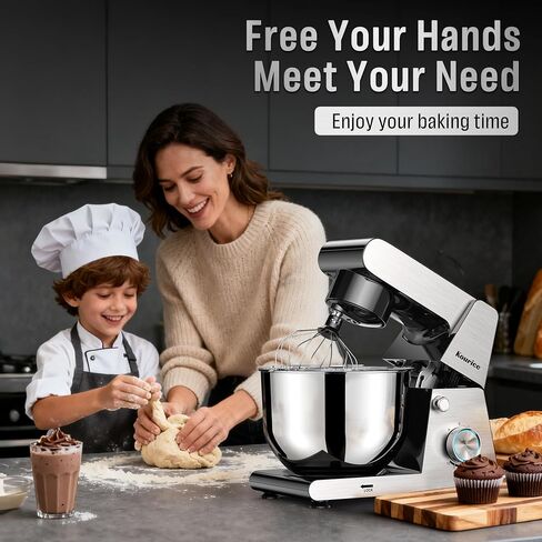 6.5QT Tilt-Head Stand Mixer, Heavy Duty Pro 10-Speed Electric Mixer, Stainless Steel Cladding & Bowl with Dough Hook, Wire Whisk and Flat Beater for Home Baking, Bread, Cake, Pizza Dough in Saudi Arabia