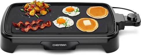 Chefman XL Electric Griddle with Removable Temperature Control, Immersible Flat Top Grill, Burger, Eggs, Pancake Griddle, Nonstick Extra Large Cooking Surface, Slide Out Drip Tray, 10 x 20 Inch in Kuwait