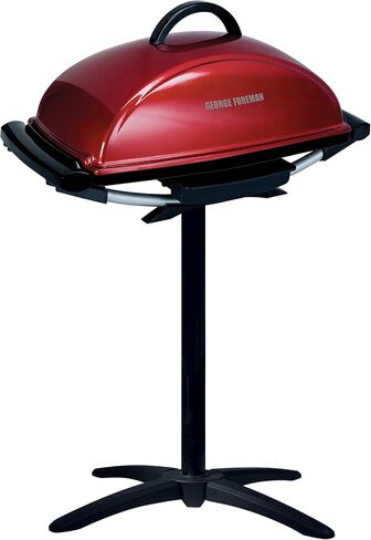 George Foreman Indoor/Outdoor Electric Grill with Stand | Indoor or outdoor electric grill with nonstick surface, 5 heat settings and fat-removing drip tray for healthier grilling. in Saudi Arabia