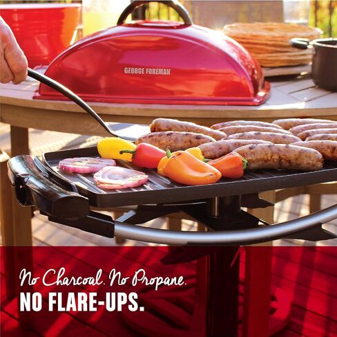 George Foreman Indoor/Outdoor Electric Grill with Stand | Indoor or outdoor electric grill with nonstick surface, 5 heat settings and fat-removing drip tray for healthier grilling. in Saudi Arabia