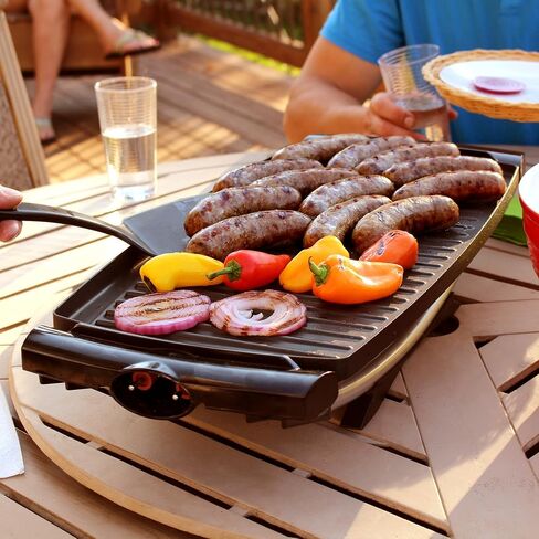George Foreman Indoor/Outdoor Electric Grill with Stand | Indoor or outdoor electric grill with nonstick surface, 5 heat settings and fat-removing drip tray for healthier grilling. in Saudi Arabia