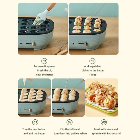 Household Takoyaki Making Machine, Electric Octopus Grill Non-Stick 2-Speed Temperature Adjustment, Multi-Function Electric Muffin, Cake Takoyaki Machine in Saudi Arabia