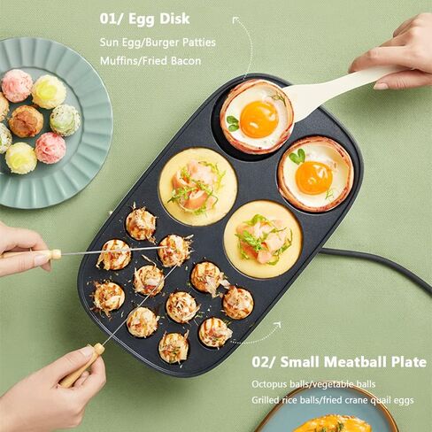 Household Takoyaki Making Machine, Electric Octopus Grill Non-Stick 2-Speed Temperature Adjustment, Multi-Function Electric Muffin, Cake Takoyaki Machine in Saudi Arabia