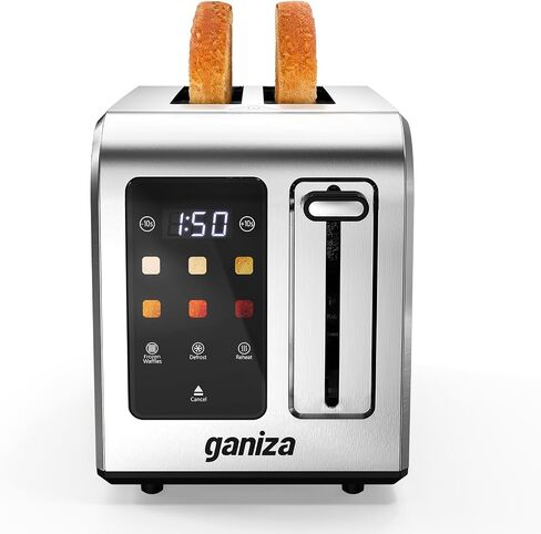 Ganiza Toaster 2 Slice with Touchscreen Smart Toasters Wide Slot, Max 925W | Full Stainless Steel, Digital Countdown Timer, Touch Screen, Defrost Reheat Cancel, +/-10s Fine-Tune, Removable Crumb Tray in Saudi Arabia