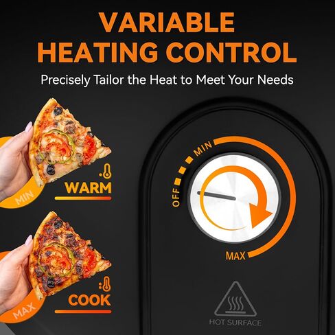 Baker’s Friend Pizza Maker Electric with Temperature Control, Indoor Quesadilla Maker, 12 Inch Electric Pizza Maker Machine for Home, Pizza Cooker, 1400W, Graphite in Saudi Arabia