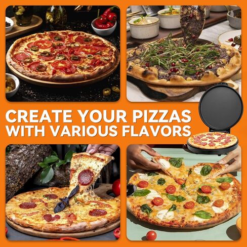 Baker’s Friend Pizza Maker Electric with Temperature Control, Indoor Quesadilla Maker, 12 Inch Electric Pizza Maker Machine for Home, Pizza Cooker, 1400W, Graphite in Saudi Arabia