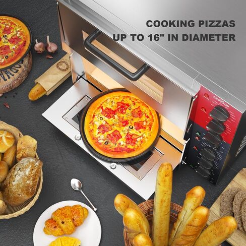 CROSSON ETL listed Commercial Double Deck 16 inch Countertop Electric Pizza Oven with pizza stone, Multipurpose Indoor Pizza oven for Restaurant use,120V/3200W in Saudi Arabia
