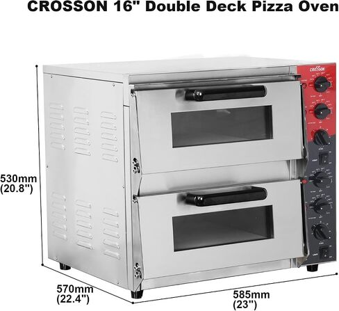 CROSSON ETL listed Commercial Double Deck 16 inch Countertop Electric Pizza Oven with pizza stone, Multipurpose Indoor Pizza oven for Restaurant use,120V/3200W in Saudi Arabia