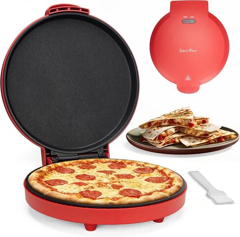 Baker’s Friend Countertop Pizza Maker Electric, 12 Inch Pizza Maker Machine for Home, Quesadilla Maker, Non-stick Cooking Plates,Horno Para Pizza, 1400W, Graphite in Kuwait