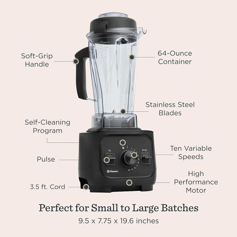 Vitamix VX1 Professional-Grade Blender, 64 oz. Container, Black | Kitchen Appliance for Smoothies, Soups and More, Pulse, Variable Speed, Self-Cleaning Program in Saudi Arabia