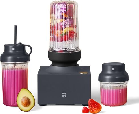 iCucina Cubetto 1000W Compact Personal Blender & Aromatics Tool – Minimalist Mixer for Frozen Drinks, Smoothies and Shakes, with To-Go Cups & Airtight Spice Storage, BPA-Free, Space Grey in Saudi Arabia