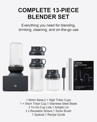 iCucina Cubetto 1000W Compact Personal Blender & Aromatics Tool – Minimalist Mixer for Frozen Drinks, Smoothies and Shakes, with To-Go Cups & Airtight Spice Storage, BPA-Free, Space Grey in Saudi Arabia