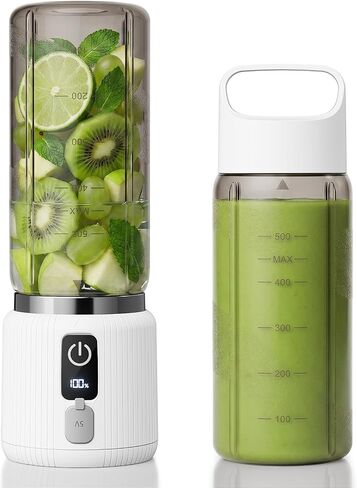 COKUNST Portable Blender, Smoothie Blender with LED Display, 17 oz, White | 8 Blades, LED Display, USB-C Charging, Blender for Smoothie, Shake and Protein, Cordless, Perfect for Home, Travel, Office in Saudi Arabia