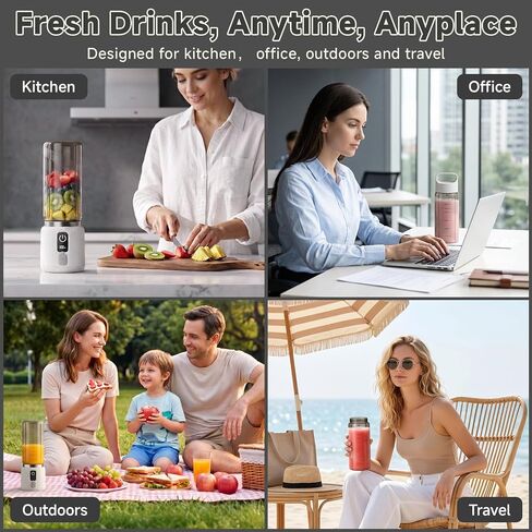 COKUNST Portable Blender, Smoothie Blender with LED Display, 17 oz, White | 8 Blades, LED Display, USB-C Charging, Blender for Smoothie, Shake and Protein, Cordless, Perfect for Home, Travel, Office in Saudi Arabia