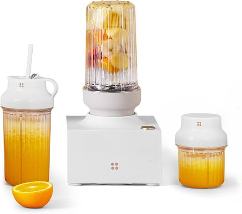 iCucina Cubetto 1000W Compact Personal Blender & Aromatics Tool – Minimalist Mixer for Frozen Drinks, Smoothies and Shakes, with To-Go Cups & Airtight Spice Storage, BPA-Free, Cloudy White in Saudi Arabia