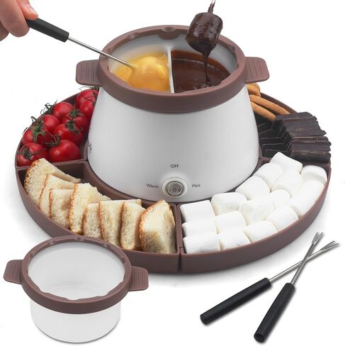 Party Desserts Candy and Chocolate Melting Pot with 2 Pots, Mini Electric Fondue Pot, Melts Candy Chocolate in a Couple of Minutes, Ideal for Cake Pops Cookies Cakes, 2.5 Cups, Aqua in Saudi Arabia