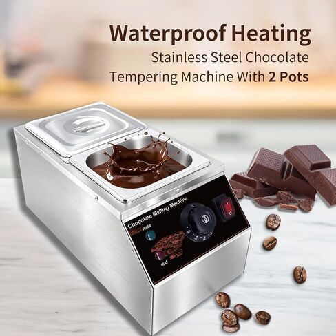 Chocolate Melting Pot 2 Tanks, Stainless Steel Chocolate Melter | Commercial Chocolate Tempering Machine with Temperature Control, Electric Chocolates Melter Pot for Milk Coffee Cheese Baking in Saudi Arabia