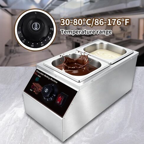 Chocolate Melting Pot 2 Tanks, Stainless Steel Chocolate Melter | Commercial Chocolate Tempering Machine with Temperature Control, Electric Chocolates Melter Pot for Milk Coffee Cheese Baking in Saudi Arabia
