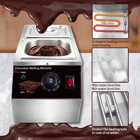 Chocolate Melting Pot 2 Tanks, Stainless Steel Chocolate Melter | Commercial Chocolate Tempering Machine with Temperature Control, Electric Chocolates Melter Pot for Milk Coffee Cheese Baking in Saudi Arabia