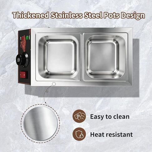 Chocolate Melting Pot 2 Tanks, Stainless Steel Chocolate Melter | Commercial Chocolate Tempering Machine with Temperature Control, Electric Chocolates Melter Pot for Milk Coffee Cheese Baking in Saudi Arabia