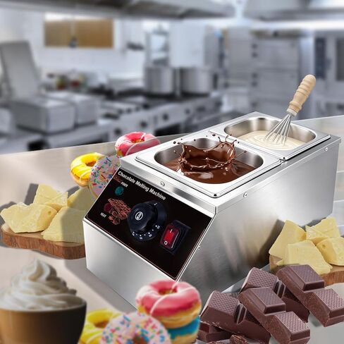 Chocolate Melting Pot 2 Tanks, Stainless Steel Chocolate Melter | Commercial Chocolate Tempering Machine with Temperature Control, Electric Chocolates Melter Pot for Milk Coffee Cheese Baking in Saudi Arabia