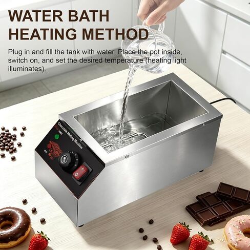 Chocolate Melting Pot 2 Tanks, Stainless Steel Chocolate Melter | Commercial Chocolate Tempering Machine with Temperature Control, Electric Chocolates Melter Pot for Milk Coffee Cheese Baking in Saudi Arabia