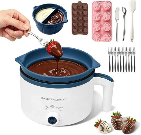 Electric Chocolate Melting Pot with Accessories & 2 BPA-Free Insert Pots | Fast Melt & Heat Hold, Full Accessories, Easy Cleanup, Ideal for Chocolate & Candy Melts, Family Parties, Movie & Game Nights in Saudi Arabia