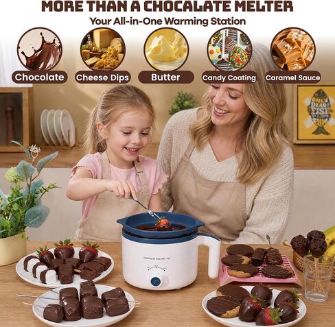 Electric Chocolate Melting Pot with Accessories & 2 BPA-Free Insert Pots | Fast Melt & Heat Hold, Full Accessories, Easy Cleanup, Ideal for Chocolate & Candy Melts, Family Parties, Movie & Game Nights in Saudi Arabia