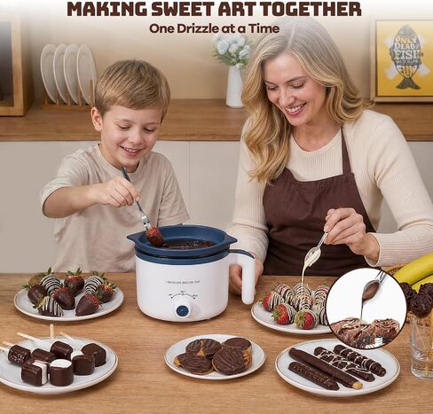Electric Chocolate Melting Pot with Accessories & 2 BPA-Free Insert Pots | Fast Melt & Heat Hold, Full Accessories, Easy Cleanup, Ideal for Chocolate & Candy Melts, Family Parties, Movie & Game Nights in Saudi Arabia