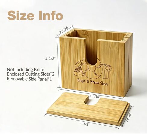 Bagel Slicer Holder, Adjustable Bagel Slicers Cutter with 7 Width Settings | Large Bagel Slicer for Large and Small Bagels, Safe Bagel Cutter Slicer Easy-Clean, Bamboo Bagel Cutter with Non-Slip Base in Saudi Arabia