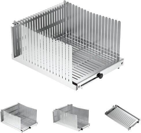 Stainless Steel Bread Slicer, Adjustable Width 5.5-8.3 Inches for Homemade Bread Sourdough Bagels Cakes, Foldable Compact Design, 0.5 Inch Even Slices in Saudi Arabia