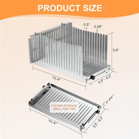 Stainless Steel Bread Slicer, Adjustable Width 5.5-8.3 Inches for Homemade Bread Sourdough Bagels Cakes, Foldable Compact Design, 0.5 Inch Even Slices in Saudi Arabia