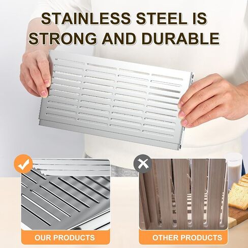 Stainless Steel Bread Slicer, Adjustable Width 5.5-8.3 Inches for Homemade Bread Sourdough Bagels Cakes, Foldable Compact Design, 0.5 Inch Even Slices in Saudi Arabia